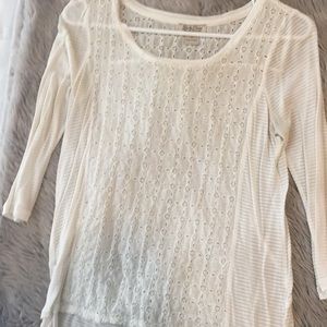 Lucky Brand Cream/White Eye-lit Top